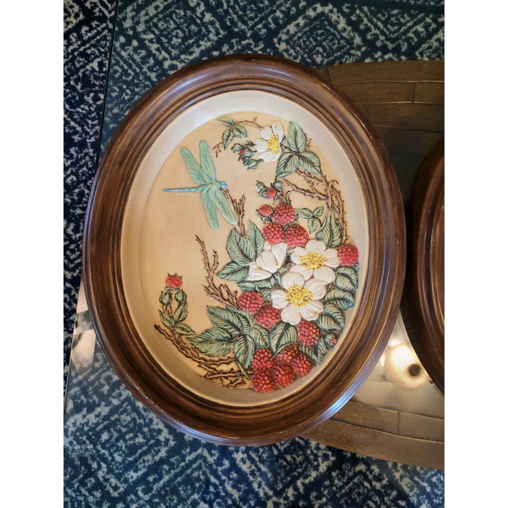 Vintage 3D Ceramic Handpainted Wall Plaque
